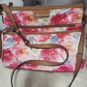 Rossetti White and Floral Print Crossbody Purse